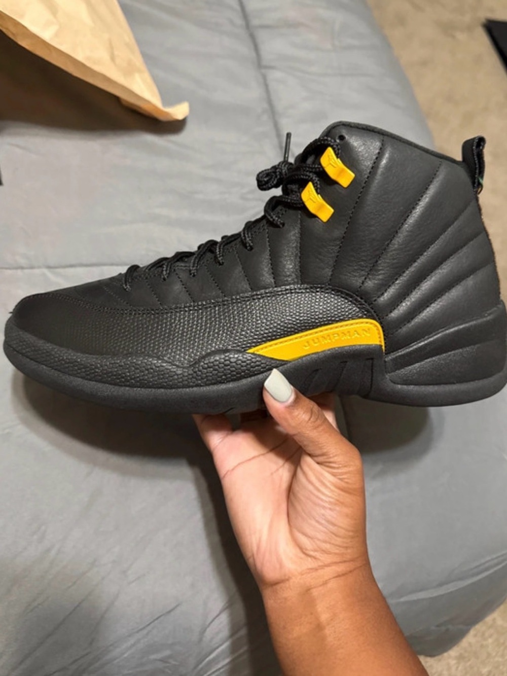 Nike Black and Yellow Men's High-Top Basketball Sneakers